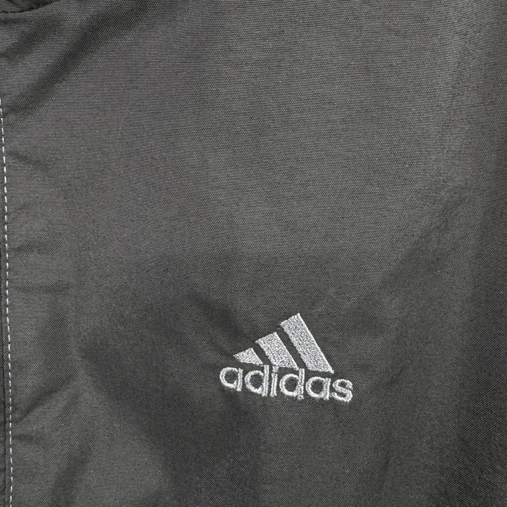 Vintage Adidas Black Windbreaker Jacket Full Zip Hooded Men Size L Back Logo